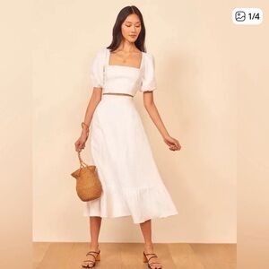 Reformation White Linen Two Piece  Dress